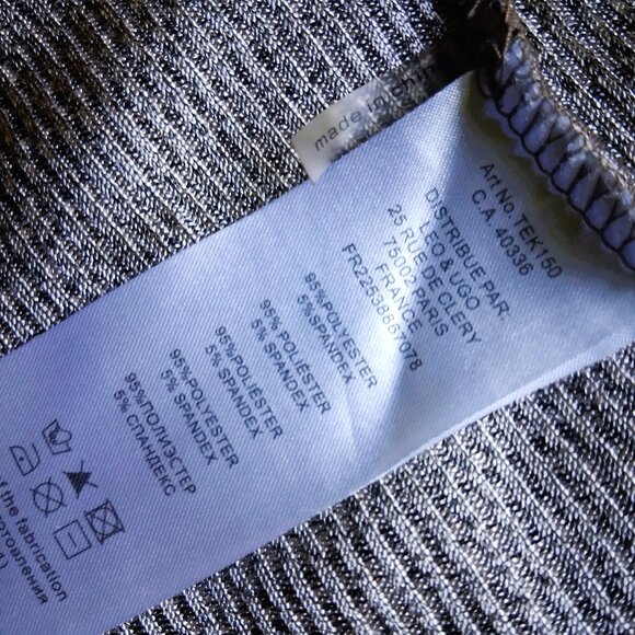 LEO & UGO - PARIS Stylized Animal Pattern Silver Rhinestones Batwing Top Sz L - Picture 6 of 6